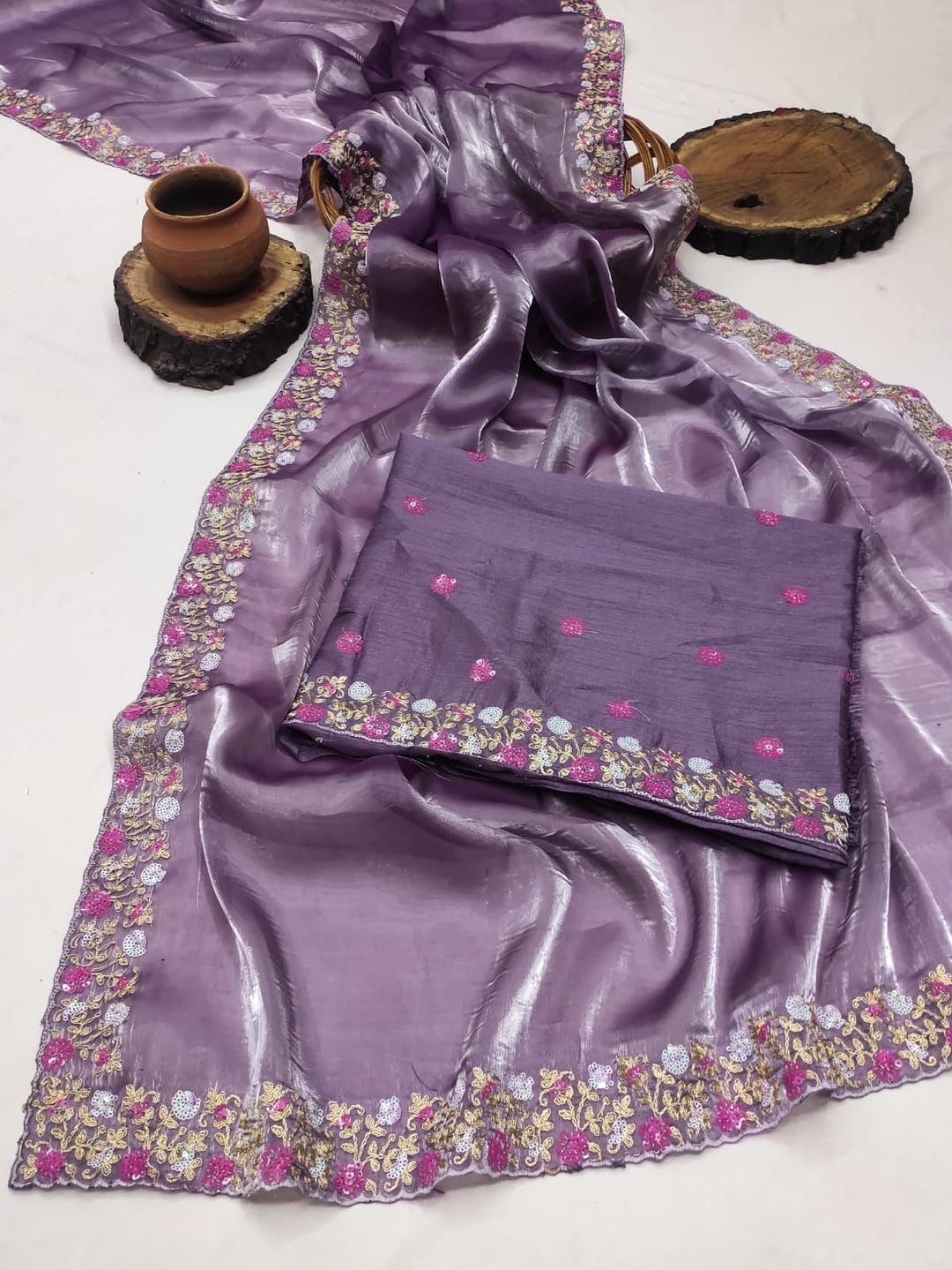 Ethnic Motifs Zari Woven Design Banarasi Saree