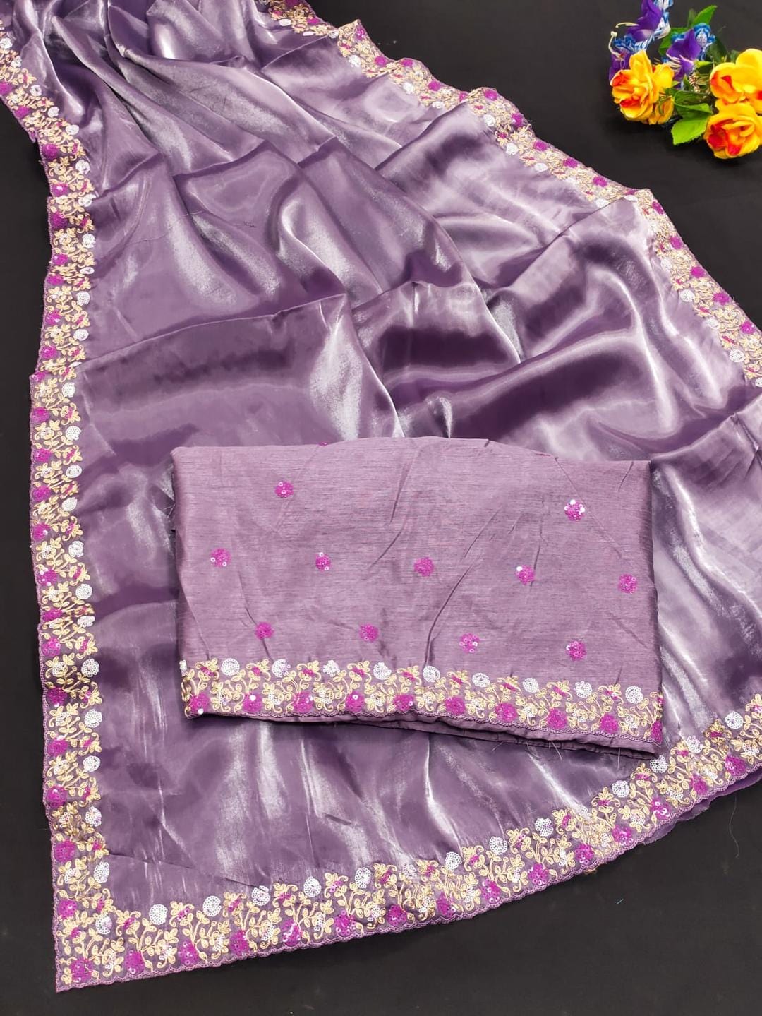 Ethnic Motifs Zari Woven Design Banarasi Saree
