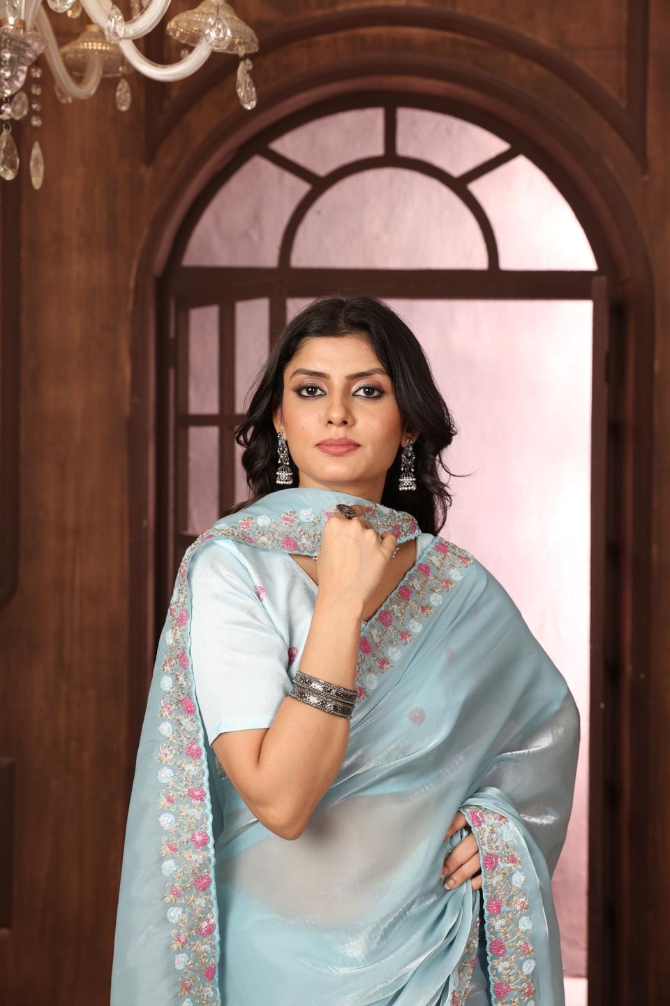 Ethnic Motifs Zari Woven Design Banarasi Saree