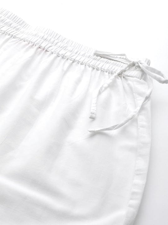Varanga Women White Gotta Hem Design Straight Cropped Trousers
