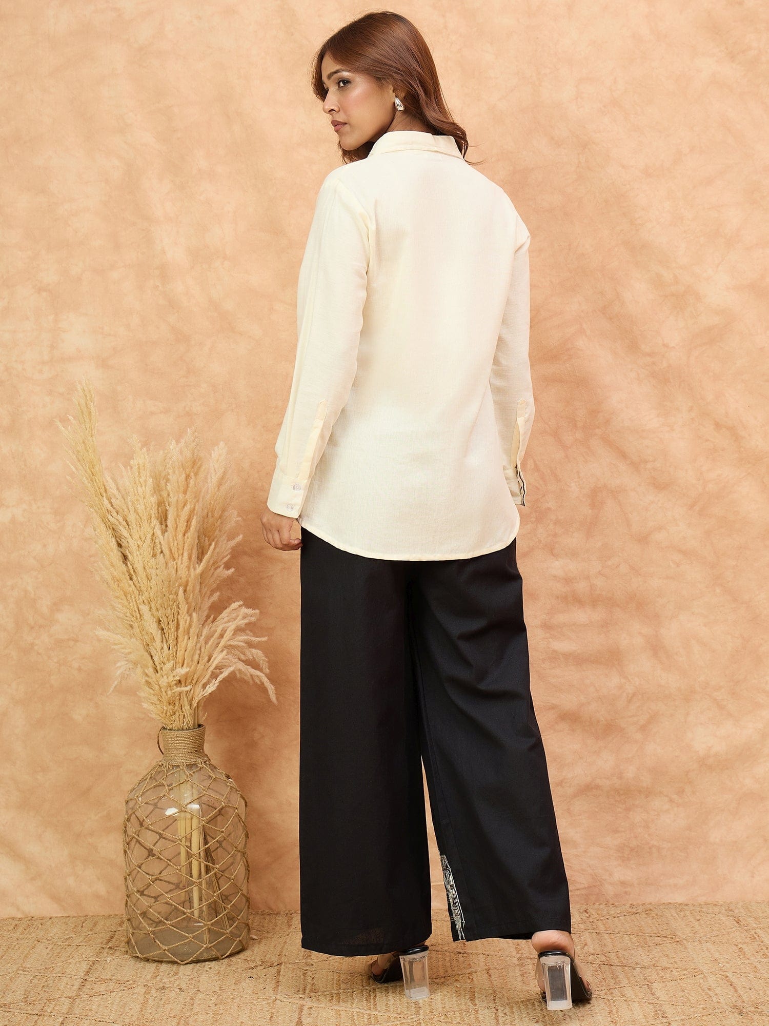 Varanga Women Black And White Co-Ord Set With Thread Work And Sequins Highlighting