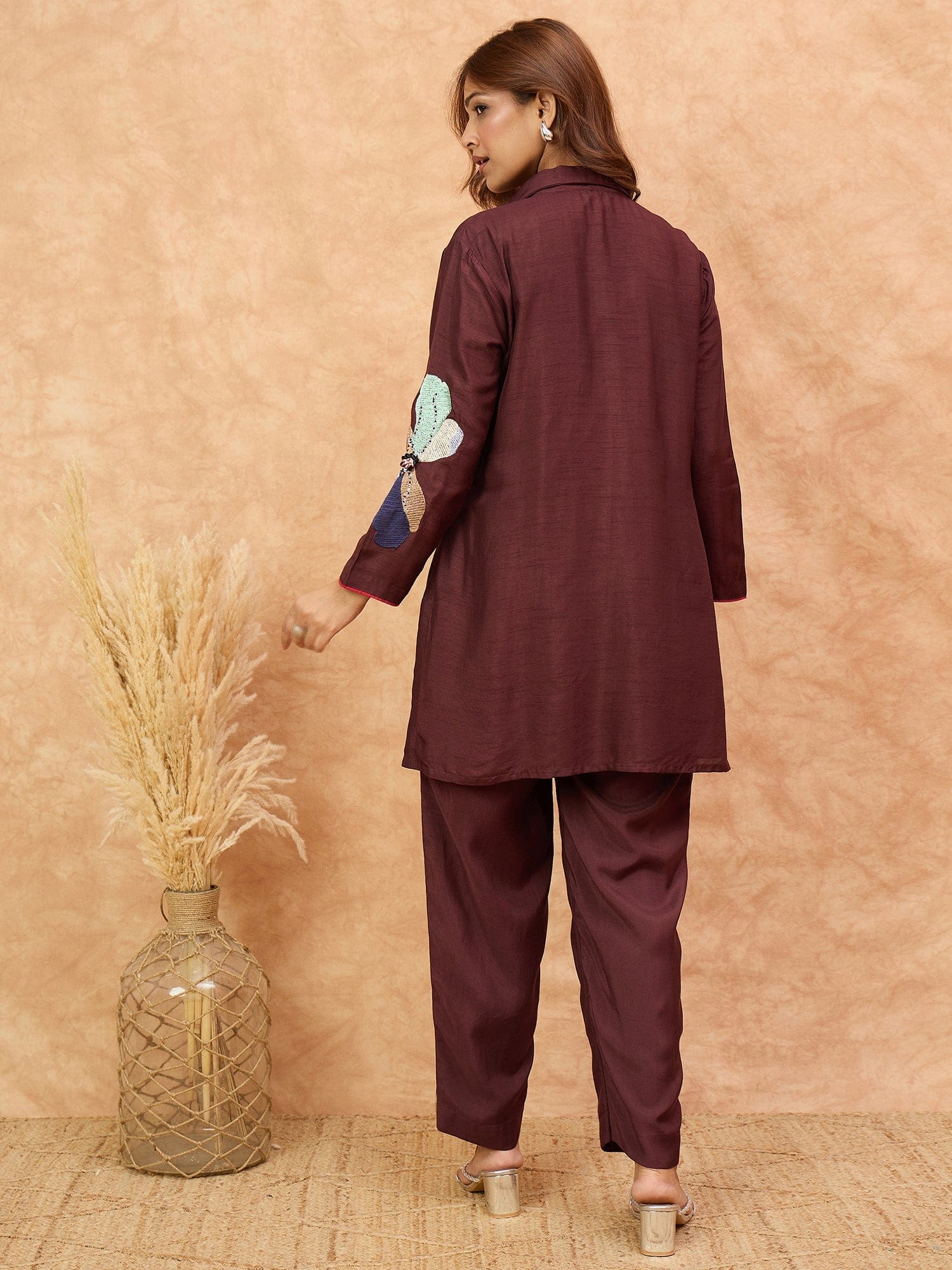 Varanga Women Co-Ord Set With Floral  Patch Work With Embellishment