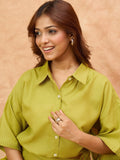 Varanga Women Solid Co Ords Set With A Drawstring Crop Shirt And Easy Fit Trouser . Simple , Sleek , Statement.