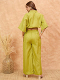 Varanga Women Solid Co Ords Set With A Drawstring Crop Shirt And Easy Fit Trouser . Simple , Sleek , Statement.