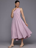 Varanga Women Lavender Gathered Dress With Detachable Gusset