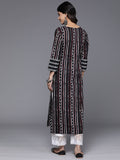Varanga Women Black Straight Kurta With Three- Quarter Sleeve.