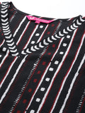 Varanga Women Black Straight Kurta With Three- Quarter Sleeve.