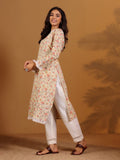 Varanga Women Off White Floral Prnted Straight Kurta
