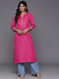 Varanga Women Fuchsia Thread Embroidered Kurta