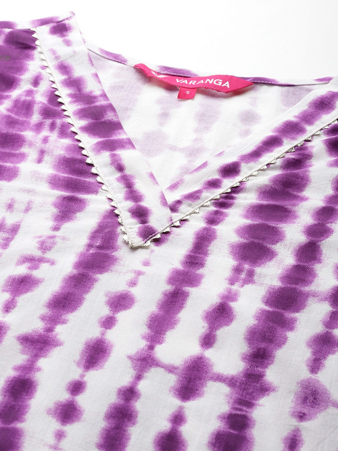 Varanga Women Purple And White Gota Embellished Straight Kurta