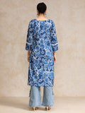 Bold Floral Printed With Lace Detailed Yoke Kurta