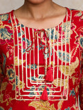 Varanga Women Bold Floral Printed With Lace gota patti Detailed Yoke Kurta