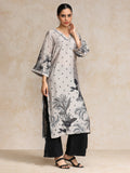 Bold Placement Floral Printed V Neck Kurta