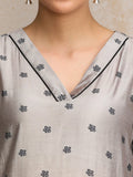 Bold Placement Floral Printed V Neck Kurta