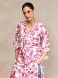 Abstract Printed V Neck Flared Sleeve Kurta