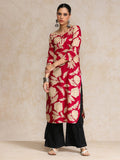 Floral Round Neck With V Detailed Round Hem Kurta