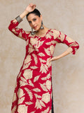 Floral Round Neck With V Detailed Round Hem Kurta