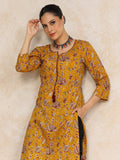 Ethnic Floral Printed With Tassel Detailing On Neck Straight Kurta