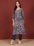 Varanga Women Paisely Printed Sequin Embroidered V Neck Kurta