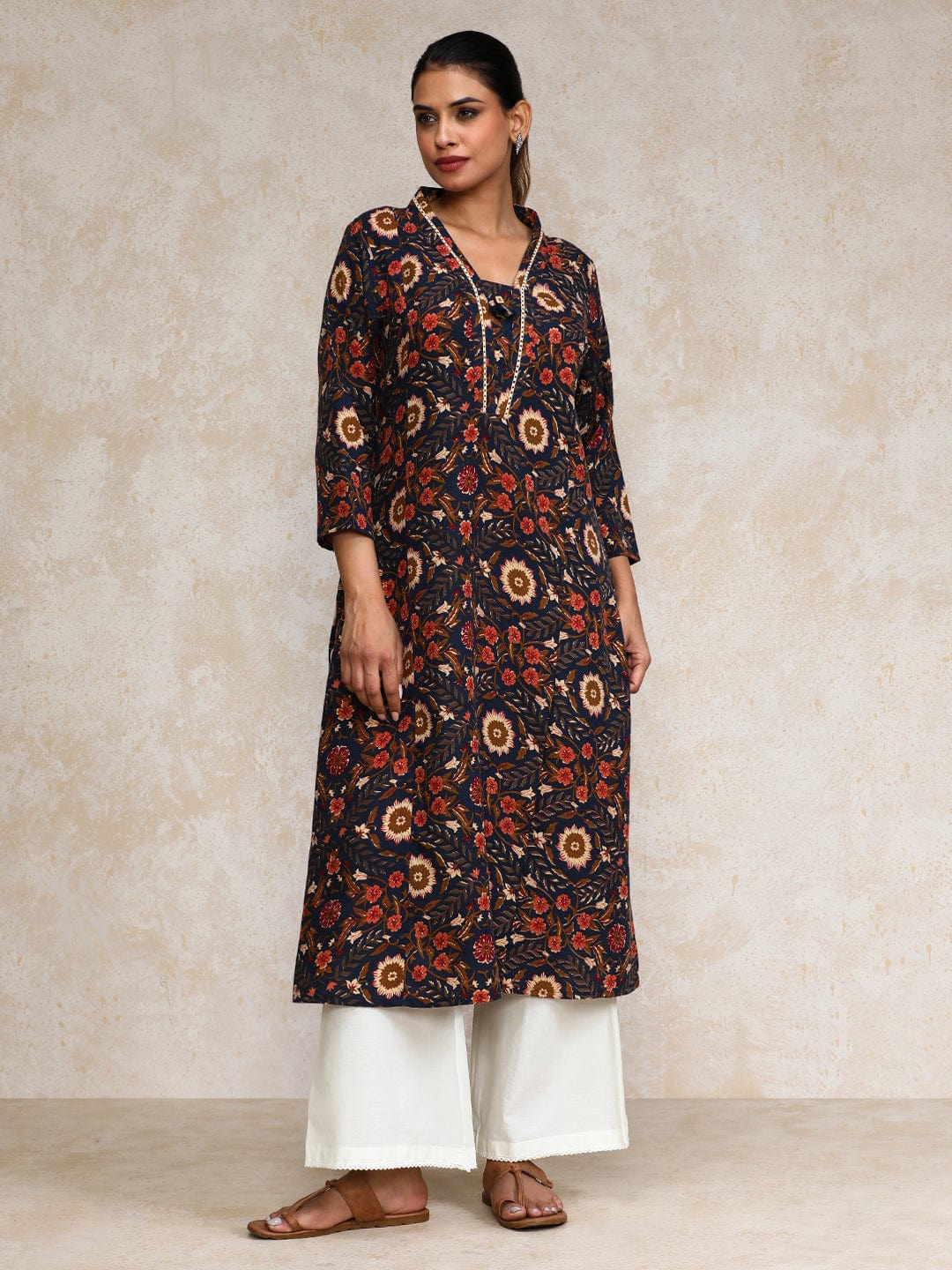 Varanga Women Ethnic Jaipuri Printed V Neck A-Line Kurta