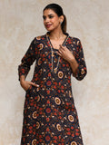 Varanga Women Ethnic Jaipuri Printed V Neck A-Line Kurta