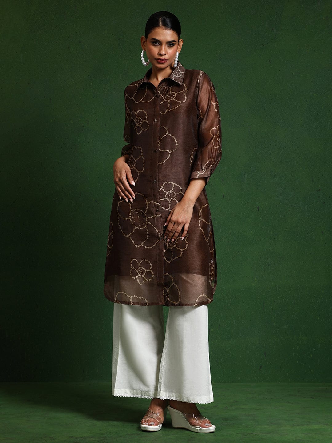 Varanga Women Premium Bandhani Floral Printed Shirt Kurta