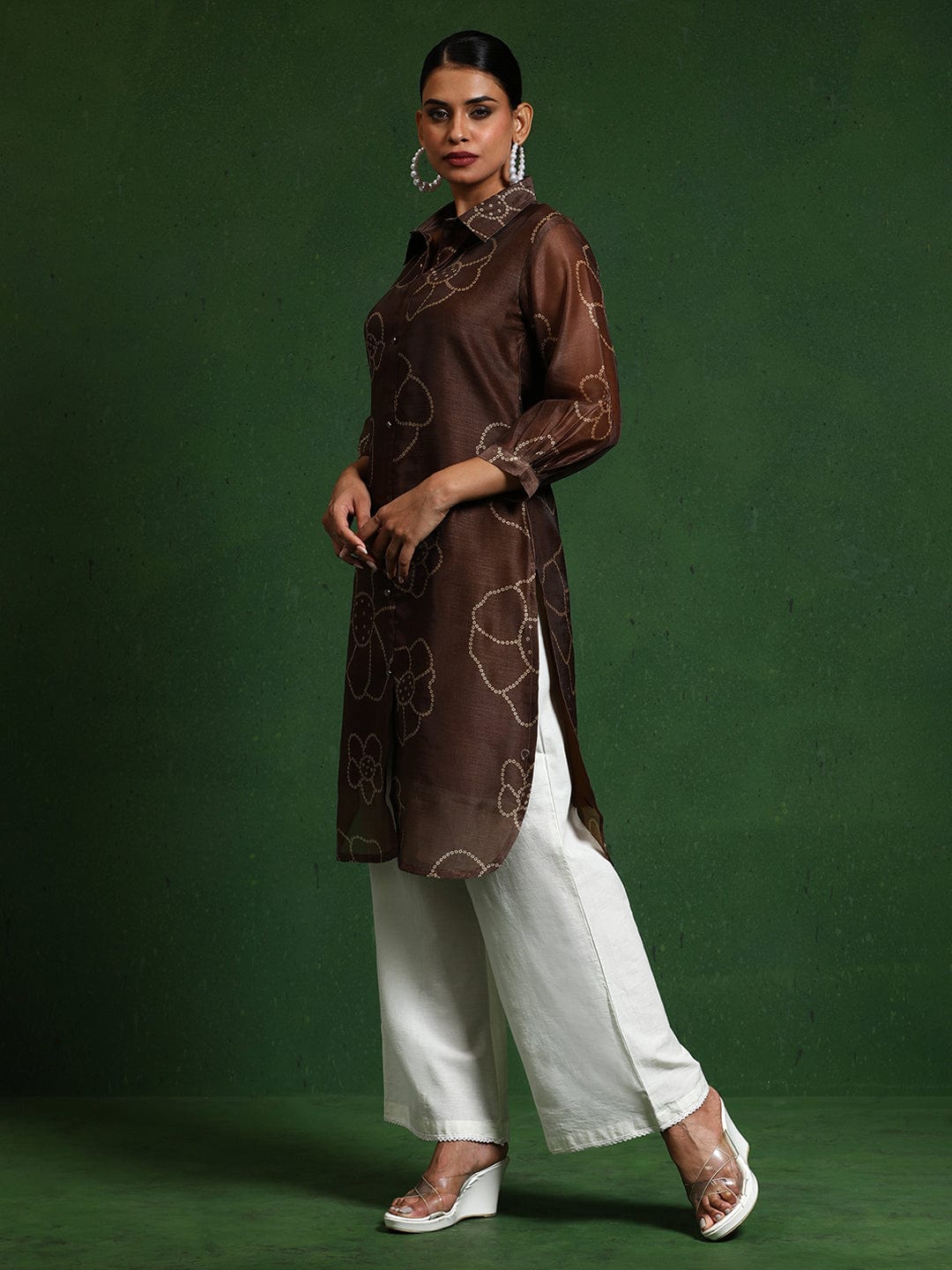 Varanga Women Premium Bandhani Floral Printed Shirt Kurta