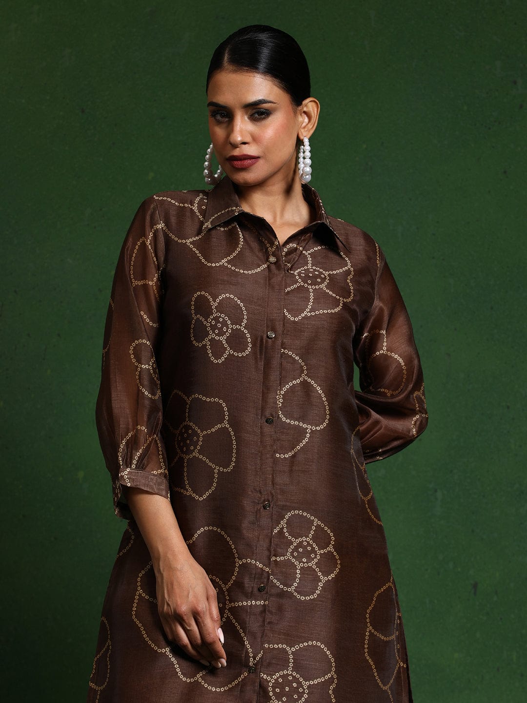 Varanga Women Premium Bandhani Floral Printed Shirt Kurta