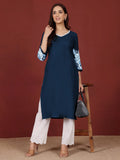 Varanga Women Floral Motif Thread Embroidered Straight Fit Kurta
