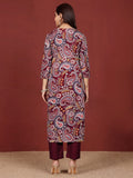 Varanga Women Paisely Printed Sequin Embroidered V Neck Kurta