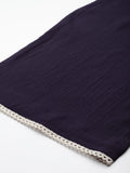 Varanga Women Navy Blue Lace Detailed Kurta Set