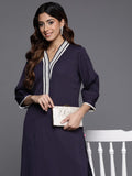 Varanga Women Navy Blue Lace Detailed Kurta Set