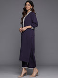 Varanga Women Navy Blue Lace Detailed Kurta Set