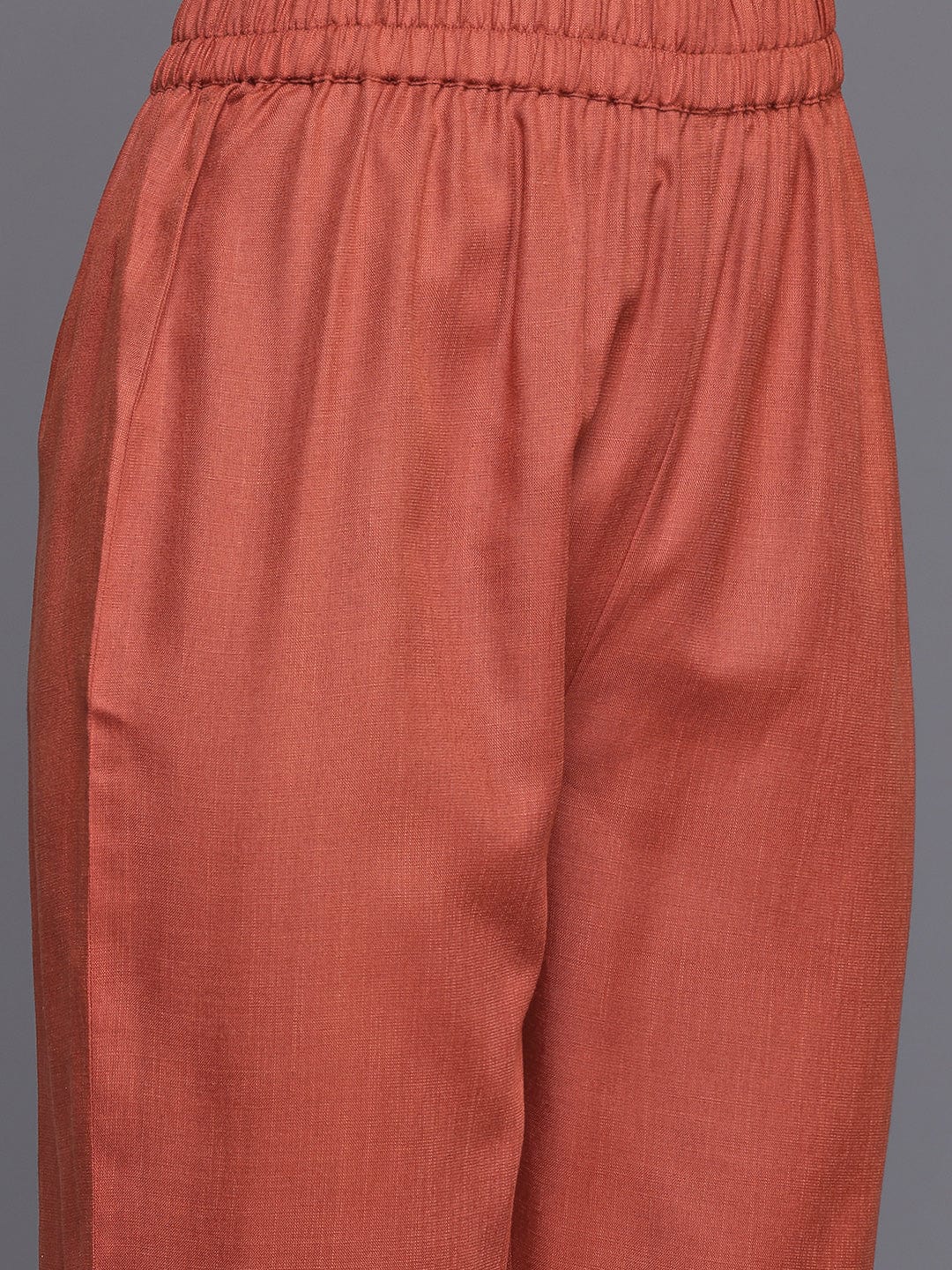Varanga Women Orange Solid A-Line Kurta Paired With Tonal Bottom