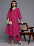 Varanga Women Magenta Solid A-Line Kurta Paired With Tonal Bottom