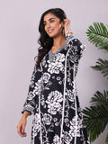 Varanga Women V Neck Bold Floral Printed With Trouser