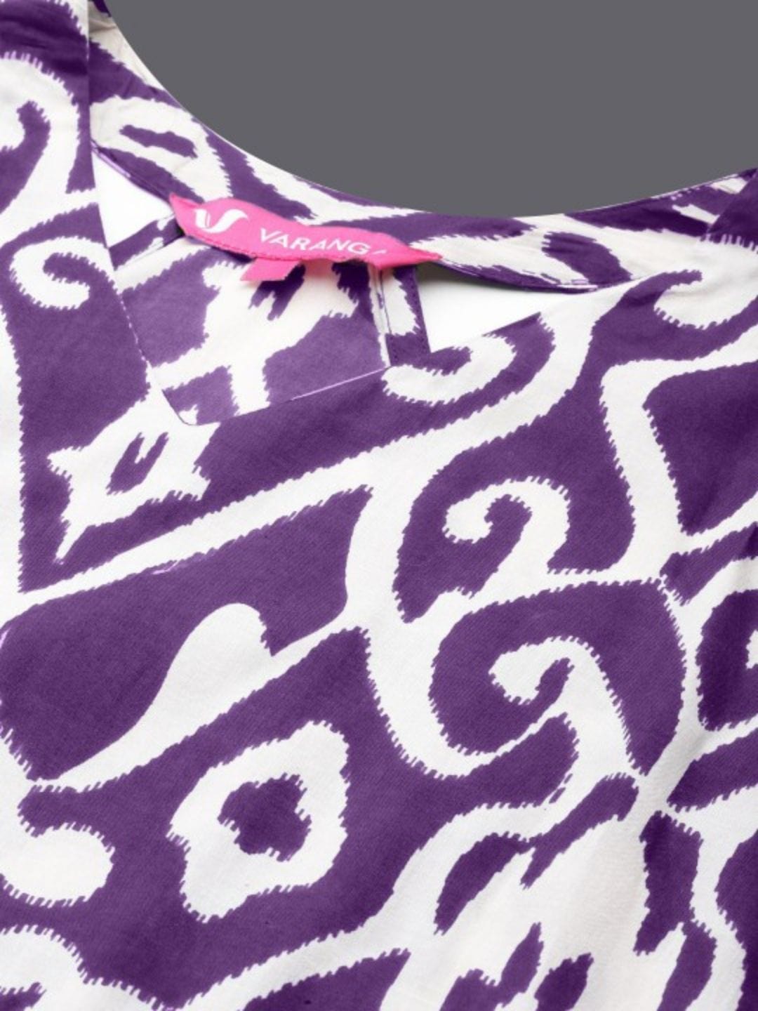 Varanga Women Purple Ikat Printed Straight Kurta With Palazzo