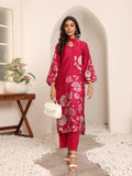Varanga Women Fuchsia Pink Floral Printed Gota Detail Flared Sleeve Kurta With Solid Trouser