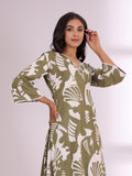 Varanga Women Bold Abstract Printed V Neck Flared Sleeve Kurta With Trouser