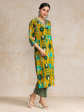 Ikat Printed Boho Look With Tassel Kurta & Chevron Trouser