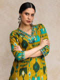 Ikat Printed Boho Look With Tassel Kurta & Chevron Trouser