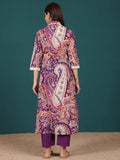 Varanga Women Paisely Printed V Neck Panelled Flared Kurta With Trouser
