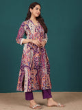Varanga Women Paisely Printed V Neck Panelled Flared Kurta With Trouser