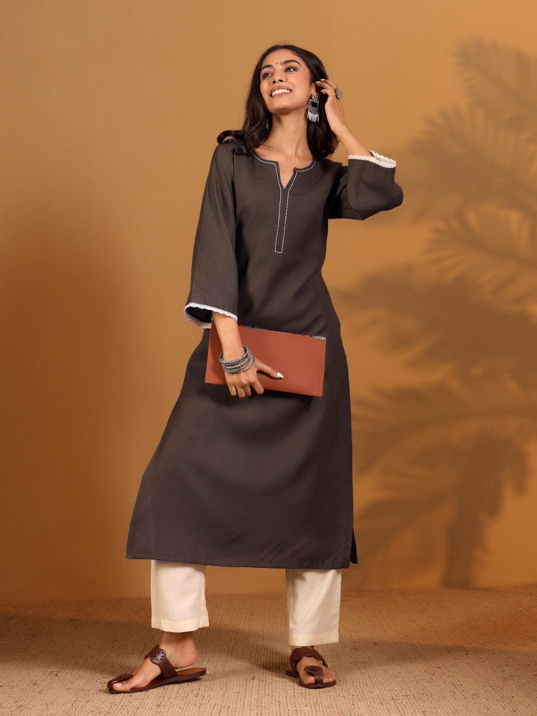 Varanga Women Flared Sleeve Pakistani Look Kurta with Trouser
