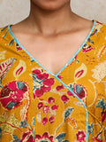 Varanga Women Ethnic Jaipuri Floral Printed Angrakha Anarkali Kurta With Trouser