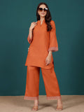 Varanga Women Mandarin Collar Apple Hem Lace Detailed Kurta With Trouser