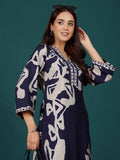 Varanga Women Abstract Printed V Neck Flared Sleeve Kurta With Trouser