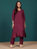 Varanga Women Kantha And Floral Embroiderd Kurta With Trouser