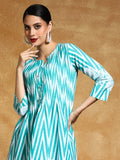 Varanga Women-Floral & Stripper Printed Flared Kurta With Trouser