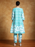 Varanga Women-Floral & Stripper Printed Flared Kurta With Trouser